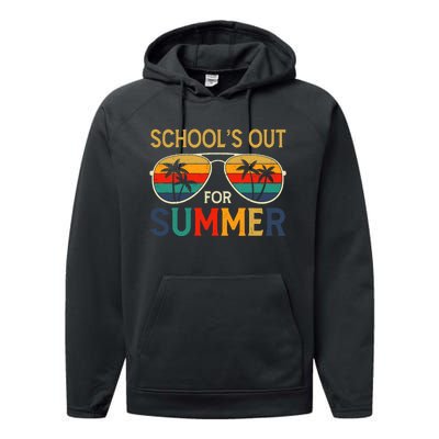 Schools Out For Summer Retro Last Day Of School Teacher Performance Fleece Hoodie