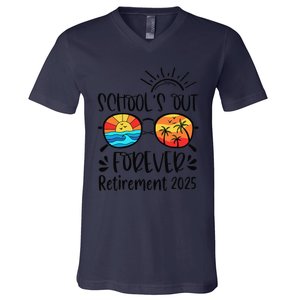 SchoolS Out Forever Retired Teacher Retirement 2025 V-Neck T-Shirt