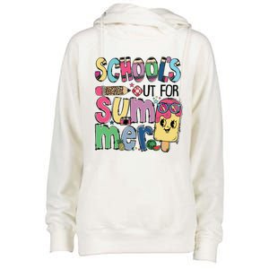 Schools Out For Summer Teacher Boy Girl Summer Vacation Womens Funnel Neck Pullover Hood