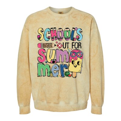 Schools Out For Summer Teacher Boy Girl Summer Vacation Colorblast Crewneck Sweatshirt