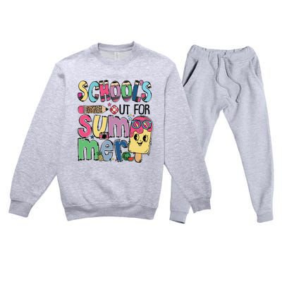 Schools Out For Summer Teacher Boy Girl Summer Vacation Premium Crewneck Sweatsuit Set