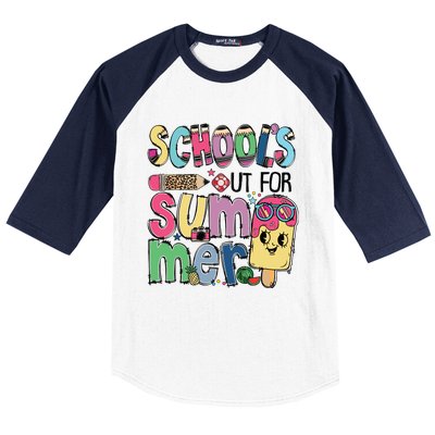 Schools Out For Summer Teacher Boy Girl Summer Vacation Baseball Sleeve Shirt