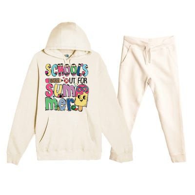 Schools Out For Summer Teacher Boy Girl Summer Vacation Premium Hooded Sweatsuit Set