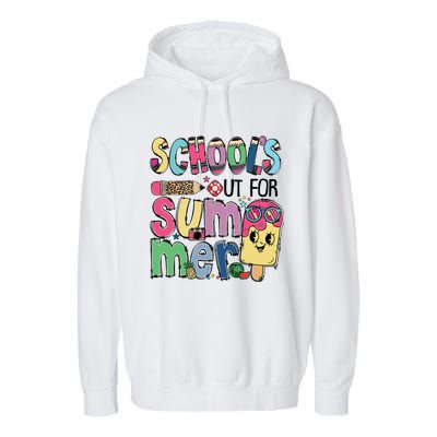 Schools Out For Summer Teacher Boy Girl Summer Vacation Garment-Dyed Fleece Hoodie