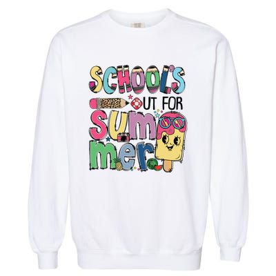 Schools Out For Summer Teacher Boy Girl Summer Vacation Garment-Dyed Sweatshirt