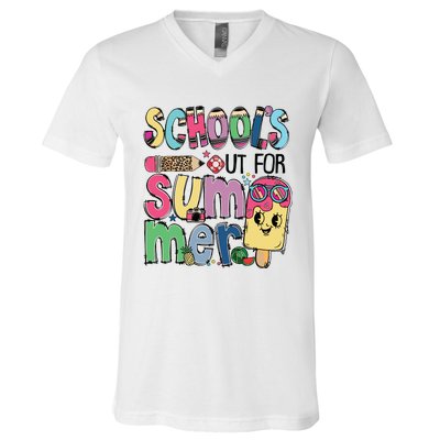 Schools Out For Summer Teacher Boy Girl Summer Vacation V-Neck T-Shirt