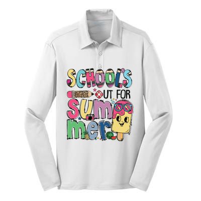 Schools Out For Summer Teacher Boy Girl Summer Vacation Silk Touch Performance Long Sleeve Polo