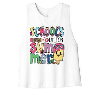 Schools Out For Summer Teacher Boy Girl Summer Vacation Women's Racerback Cropped Tank