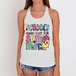 Schools Out For Summer Teacher Boy Girl Summer Vacation Women's Knotted Racerback Tank