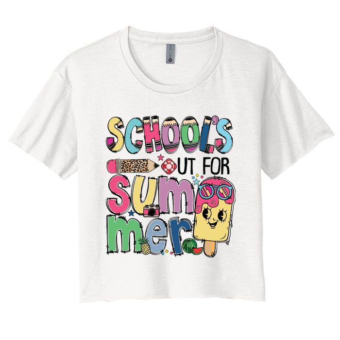 Schools Out For Summer Teacher Boy Girl Summer Vacation Women's Crop Top Tee