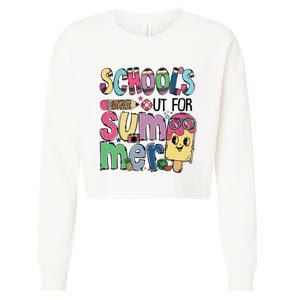 Schools Out For Summer Teacher Boy Girl Summer Vacation Cropped Pullover Crew