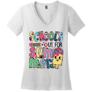 Schools Out For Summer Teacher Boy Girl Summer Vacation Women's V-Neck T-Shirt