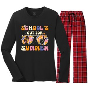 Schools Out For Summer Teacher Last Day Of School Women's Long Sleeve Flannel Pajama Set 