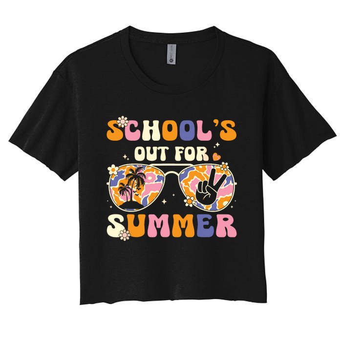 Schools Out For Summer Teacher Last Day Of School Women's Crop Top Tee