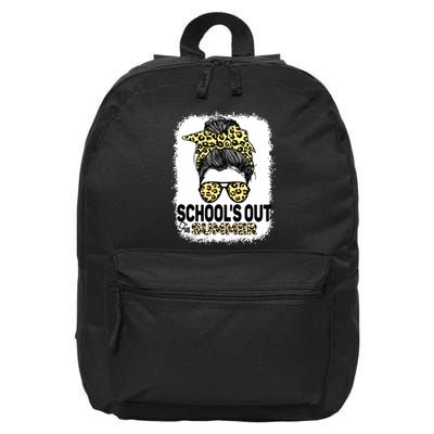 Schools Out For Summer Teacher Leopard Messy Bun Bleached 16 in Basic Backpack