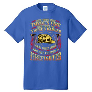 Support Our First Responders Hug A Firefighter Recognition Gift Tall T-Shirt