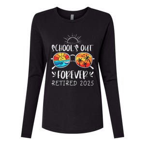 Schools Out Forever School Teacher Retired 2025 Retirement Womens Cotton Relaxed Long Sleeve T-Shirt