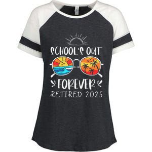 Schools Out Forever School Teacher Retired 2025 Retirement Enza Ladies Jersey Colorblock Tee