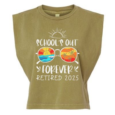 Schools Out Forever School Teacher Retired 2025 Retirement Garment-Dyed Women's Muscle Tee