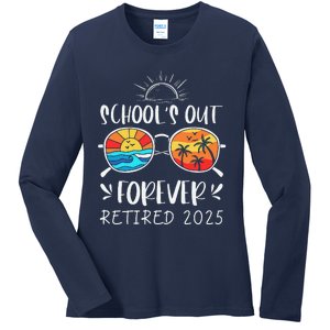 Schools Out Forever School Teacher Retired 2025 Retirement Ladies Long Sleeve Shirt