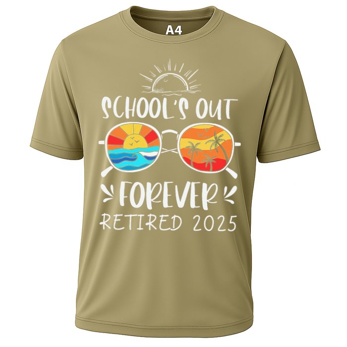 Schools Out Forever School Teacher Retired 2025 Retirement Cooling Performance Crew T-Shirt