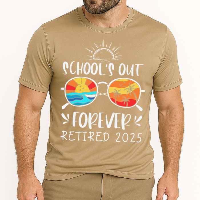 Schools Out Forever School Teacher Retired 2025 Retirement Cooling Performance Crew T-Shirt