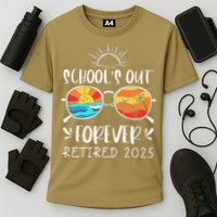 Schools Out Forever School Teacher Retired 2025 Retirement Cooling Performance Crew T-Shirt