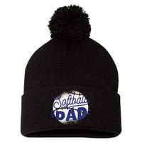 Softball Dad Pom Pom 12in Knit Beanie