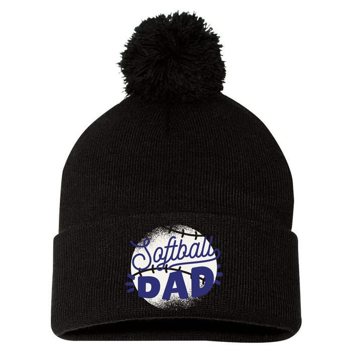 Softball Dad Pom Pom 12in Knit Beanie