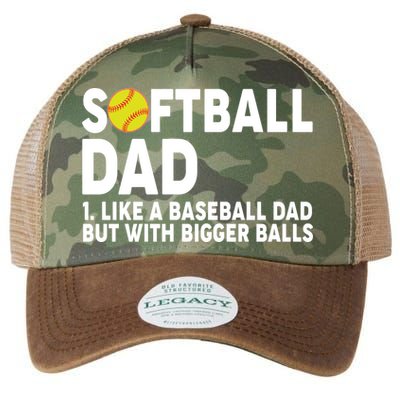 Softball Dad Like A Baseball Dad But With Bigger Balls Legacy Tie Dye Trucker Hat