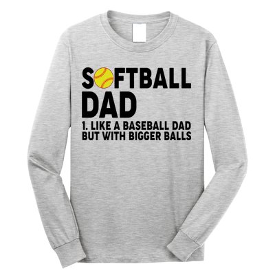 Softball Dad Like A Baseball Dad But With Bigger Balls Long Sleeve Shirt
