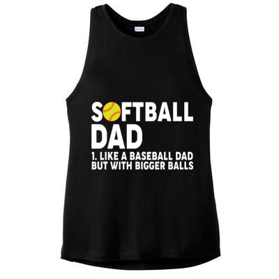 Softball Dad Like A Baseball Dad But With Bigger Balls Ladies PosiCharge Tri-Blend Wicking Tank