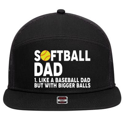 Softball Dad Like A Baseball Dad But With Bigger Balls 7 Panel Mesh Trucker Snapback Hat