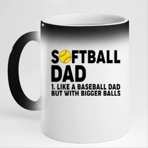 Softball Dad Like A Baseball Dad But With Bigger Balls 11oz Black Color Changing Mug