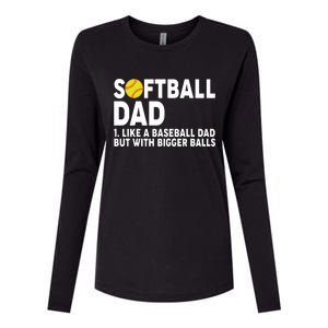 Softball Dad Like A Baseball Dad But With Bigger Balls Womens Cotton Relaxed Long Sleeve T-Shirt