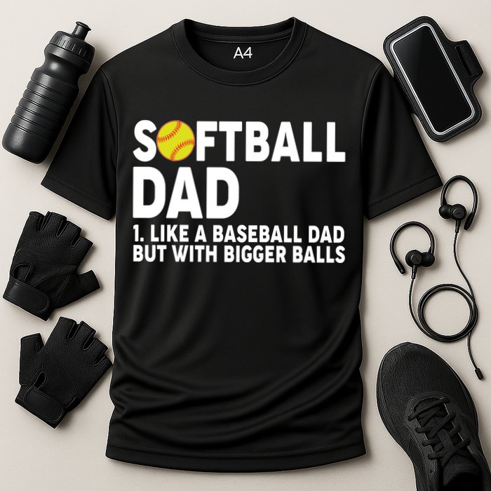 Softball Dad Like A Baseball Dad But With Bigger Balls Performance Shirt