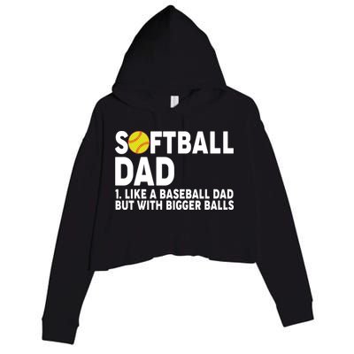 Softball Dad Like A Baseball Dad But With Bigger Balls Crop Fleece Hoodie
