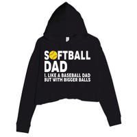 Softball Dad Like A Baseball Dad But With Bigger Balls Crop Fleece Hoodie
