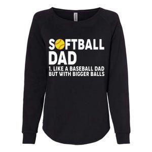 Softball Dad Like A Baseball Dad But With Bigger Balls Womens California Wash Sweatshirt