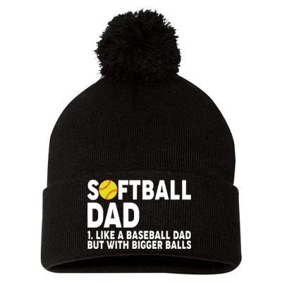 Softball Dad Like A Baseball Dad But With Bigger Balls Pom Pom 12in Knit Beanie