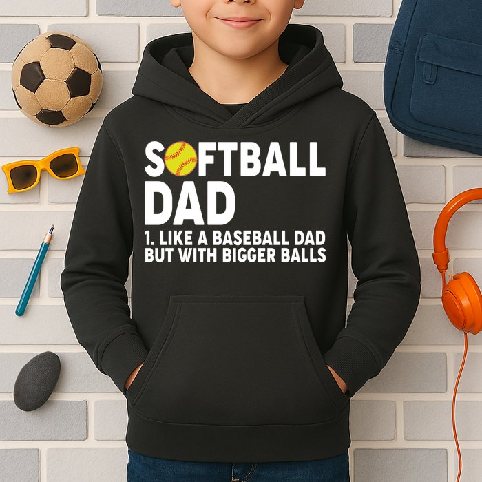 Softball Dad Like A Baseball Dad But With Bigger Balls Kids Hoodie