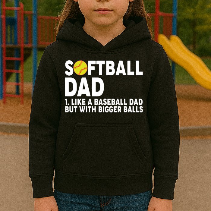 Softball Dad Like A Baseball Dad But With Bigger Balls Kids Hoodie