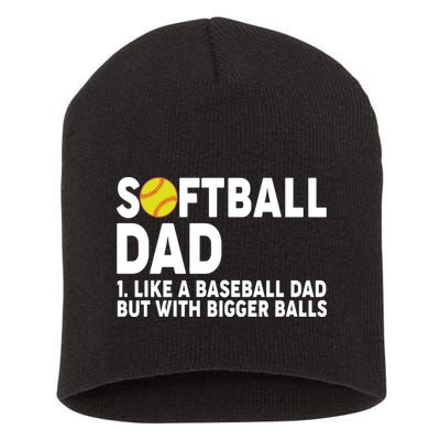 Softball Dad Like A Baseball Dad But With Bigger Balls Short Acrylic Beanie