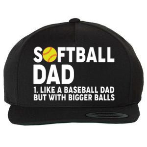 Softball Dad Like A Baseball Dad But With Bigger Balls Wool Snapback Cap