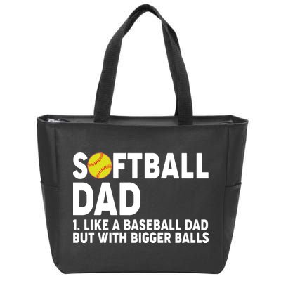 Softball Dad Like A Baseball Dad But With Bigger Balls Zip Tote Bag