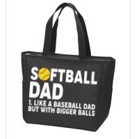 Softball Dad Like A Baseball Dad But With Bigger Balls Zip Tote Bag