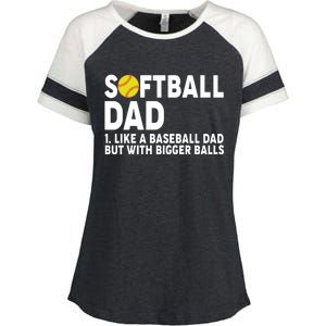 Softball Dad Like A Baseball Dad But With Bigger Balls Enza Ladies Jersey Colorblock Tee