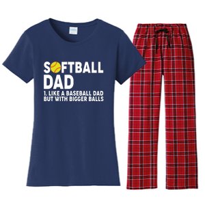 Softball Dad Like A Baseball Dad But With Bigger Balls Women's Flannel Pajama Set