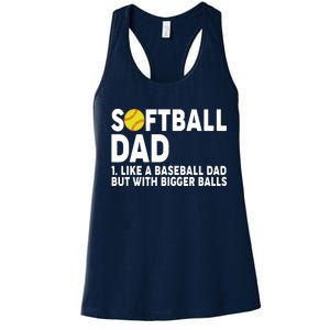 Softball Dad Like A Baseball Dad But With Bigger Balls Women's Racerback Tank