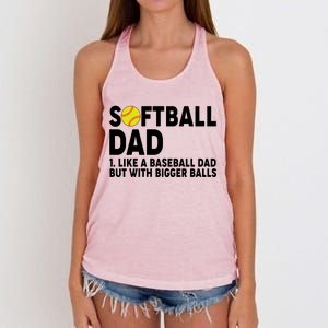 Softball Dad Like A Baseball Dad But With Bigger Balls Women's Knotted Racerback Tank